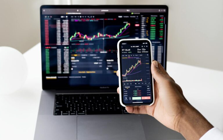 Pessoa estudando mercado de capitais e educação financeira em computador