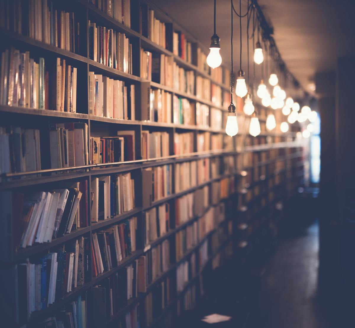 Biblioteca e livros, representando curso gratuito de italiano básico.